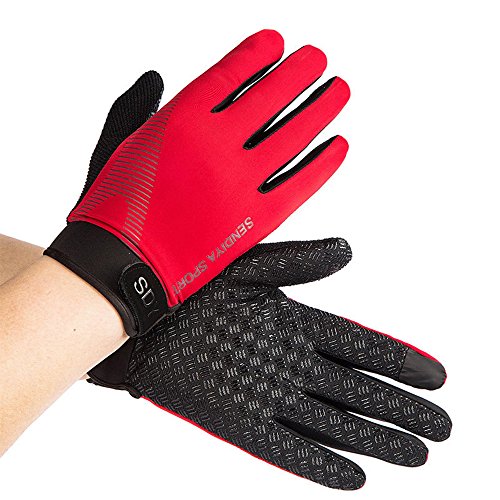 YHT Workout Gloves, Full Palm Protection & Extra Grip, Gym Fishing Fencing Gloves for Weight Lifting, Training, Fitness, Exercise (Men & Women) - color: Red, size: Medium