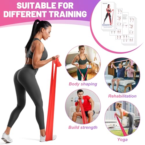 5 Pcs Resistance Bands, Professional Exercise Bands Elastic Stretch Bands for Fitness Yoga Pilates Stretching Strength Training, Workout Bands for Women and Men Home Gym - color: Gradient red, size: 1.5m