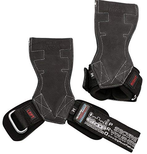 Lifting Grips PRO Weight Gloves Heavy Duty Barbell Gymnastics Straps Alternative to Power Hooks Deadlifts Adjustable Neoprene Padded Wrist Wrap - color: Black Leather, size: Large 7.50"-8.50" Wrist Size