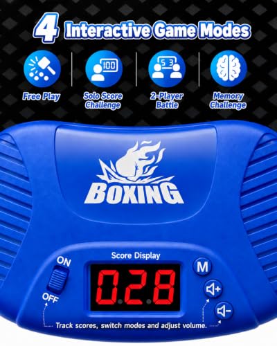 HopeRock Punching Bag for Kids, Boxing Set with Scoring, Light, Music, 4 Game Modes, Inflatable Boxing Bag with Gloves, Birthday Gifts Toys for 4-8-12 Years Old Boys