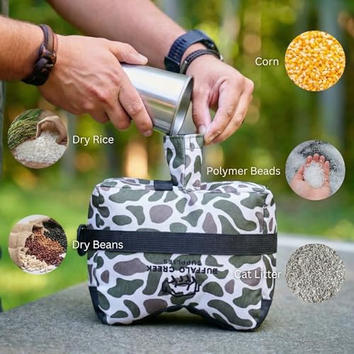 Buffalo Creek Supplies All Weather Durable Front and Rear Shooting Rest Bags, Rifle Rest Sand Bag for Bench Rest Shooting, Hunting, Target & Competitive Sports Shooting-Unfilled - color: Classic Deer
