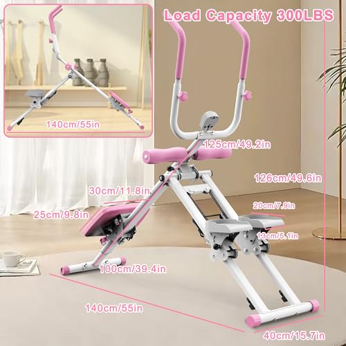 KINMAC 2 in 1 Stair Stepper & Ab Workout Machine - Multi-Function Trainer-Upgrade High-Efficiency Stairmaster & Ab Trainer Machine Full-Body Exercise Equipment for Home Gym Exercise - color: White Pink
