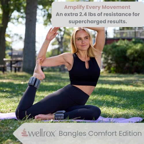 Wellrox Weighted Bangles – Adjustable Ankle and Wrist Weights for Women & Men – Set of Ankle Weights 2 lbs (1 lb Each Wrist Weight) | Weighted Arm Bands for Pilates, Yoga, Running & Walking - color: Slate Grey