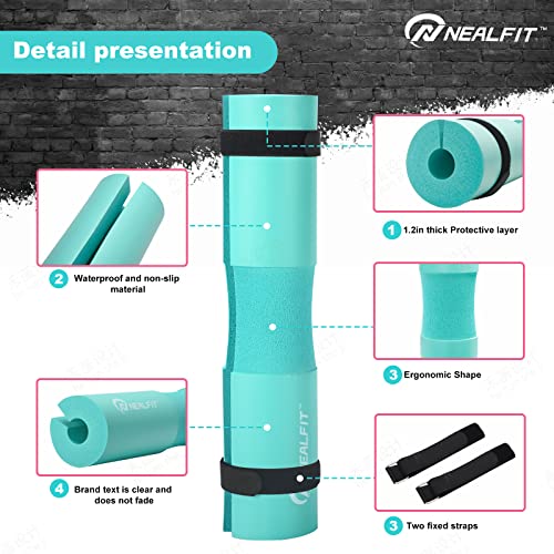 NEALFIT Barbell Pad Squat Pad for Squats—Squat Bar Pad—Great for Weightlifting,Lunges and Hip Thrusts—Foam Sponge Pad—Fit Standard and Olympic Bars Perfectly - color: Mint Green