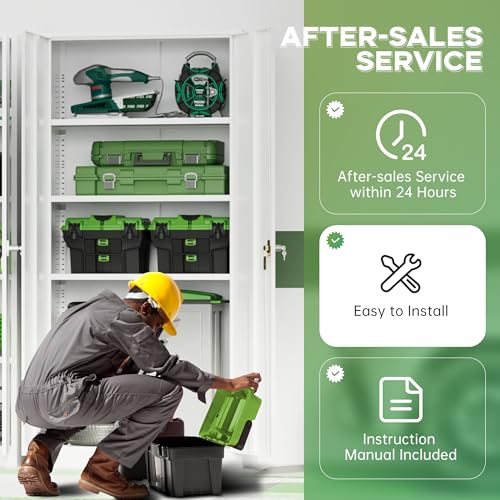 INTERGREAT Metal Storage Cabinet,72" Steel Lockable File Cabinet with Locking Doors and Adjustable Shelves,Locking Tool Cabinets for Office,Home,Garage,Gym,School (White) - color: White, size: MSC-D18