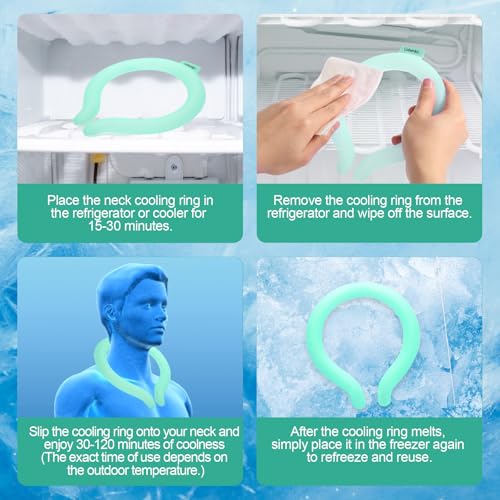 Neck Cooling Tube with Cold Insulated Bag,Neck Cooler Wraps,Reusable 18℃/64℉ Ice Neck Ring Wearable Body Cooling Products for Summer (Green) - color: Green