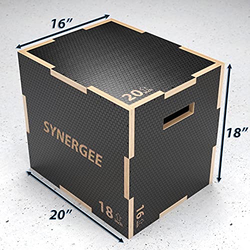 Synergee 3 in 1 Plyo Box – Wood and Soft Plyo Sizes 20/18/16 16/14/12 - color: Non-Slip - 20/18/16