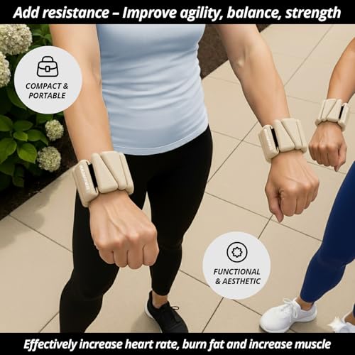 Wrist & Ankle Weights, Adjustable Bands for Women & Men Workouts, Set of 2 – 2lb or 4lb (1lb or 2lb each strap) Ideal for Runs, Jogs, Walks, Yoga, Dance, Pilates, Cardio, Aerobics, Strength Training - color: Stone, size: 2LB (1LB each)