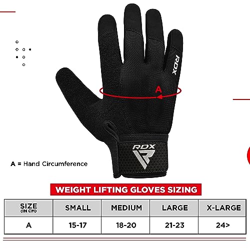 RDX Weight Lifting Gloves Gym Workout, Full Finger Touch Screen, Breathable Anti Slip Padded Palm Protection, Fitness Strength Training Powerlifting HIIT WOD Exercise, Men Women Home Gym Cycling - color: BLACK, size: Large