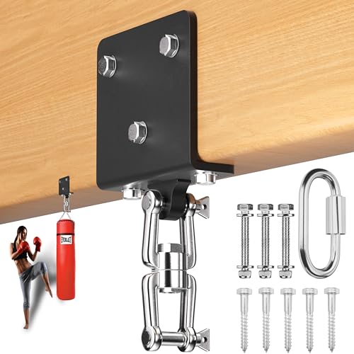 Punching Bag Hanger, 900 LBS Heavy Bag Wall Mount & Ceiling Hanger with 360° Swivel, Thick Steel Boxing Mount for MMA, Muay Thai & Home Gym (Multiple Mounting Options) - color: Ceiling - L-Shape Joist
