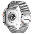WINGLE Milanese Loop for Apple Watch Band Ultra 3/2/1 Band Ultra 49mm Series 11 10 46mm 45mm 44mm SE 3/2/1 Series 9 8 7 6 5 4 3 Men Women,Parachute-Style Buckle Stainless Steel Mesh Metal iWatch Bands - color: Silver