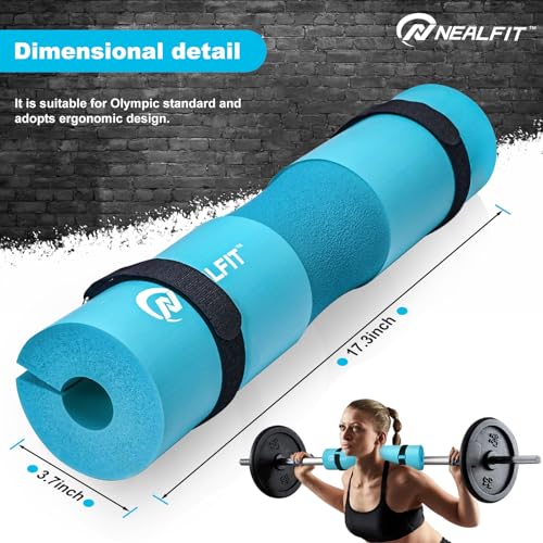NEALFIT Barbell Pad Squat Pad for Squats—Squat Bar Pad—Great for Weightlifting,Lunges and Hip Thrusts—Foam Sponge Pad—Fit Standard and Olympic Bars Perfectly - color: Cyan