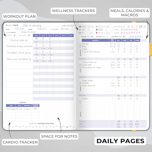 Clever Fox Fitness & Food Journal – Nutrition & Workout Planner for Women & Men – Diet & Gym Exercise Log Book with Calendars, Diet & Training Trackers - Undated, A5 Size, Hardcover (Black) - color: Black, size: A5 (5.8'' x 8.3'')