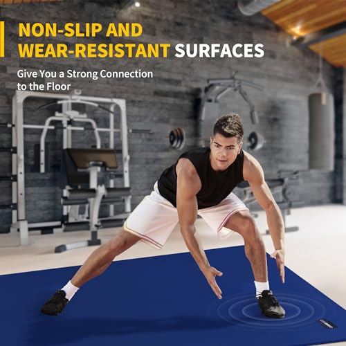 CAMBIVO Large Exercise Mat for Home Workout, 8'x6'/7'x5'/6'x4' (7 mm) Extra Thick Exercise Mat for Home Gym, Shoe-Friendly, Non-Slip Gym Mat for Jump Rope, Weights, Cardio, Fitness - color: 6'*4' Navy Blue