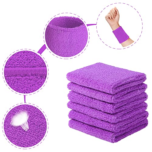 Willbond Wrist Sweatbands, Sports Sweatbands for Competition, Sweat Absorbent, for Basketball, Tennis, Football, Running and Work (Pack of 6) - color: Light Purple