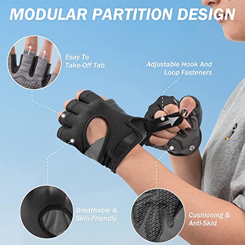LIFECT Freedom Workout Gloves, Knuckle Weight Lifting Shorty Fingerless Gloves with Curved Open Back, for Powerlifting, Gym, Women and Men - color: Black, size: Small