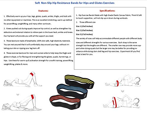 Non-Slip Heavy-Duty Exercise Loop Bands for Strengthening Hips, Glutes, Legs by Providing Resistance in Training & Support in Squats & Lifting. Three Lengths of Bands in a Tote Bag - color: black