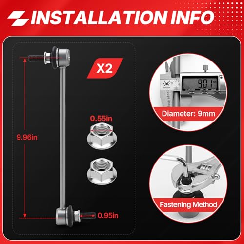 K750098 Zinc-Nickel Alloy Front Sway Bar Stabilizer Links for 09-14 Nissan Cube/07-19 Nissan Versa/14-19 Nissan Versa Note/15-19 Nissan Micra OE# 546189U00A 546181FE0A 45G20818 54618JX00A MS30844 - color: K750098, size: Sway Bar Links