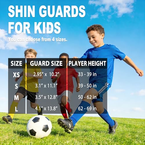 newox Soccer Shin Guards Kids Youth - Shin Pads Protection Boys Shin Guards Soccer Youth - Soccer Shin Guards for Kids 3-15 Years Old Girls Boys - color: Silver+Black, size: Large