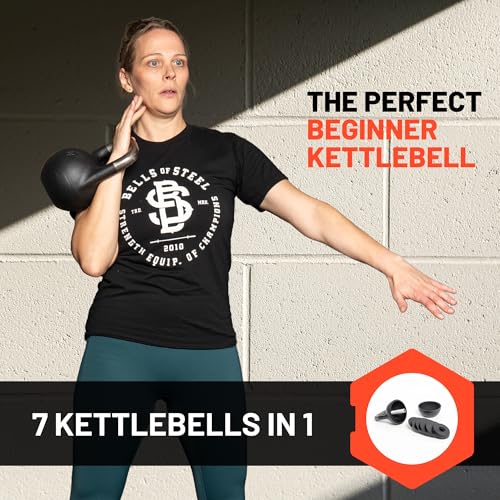 Adjustable Kettlebell 6-12kg [Bells of Steel] Kettle Bell Weight Set, Steel Shell, Internally-Loaded for Full Body Workouts, Competition Standard, 35mm Handle