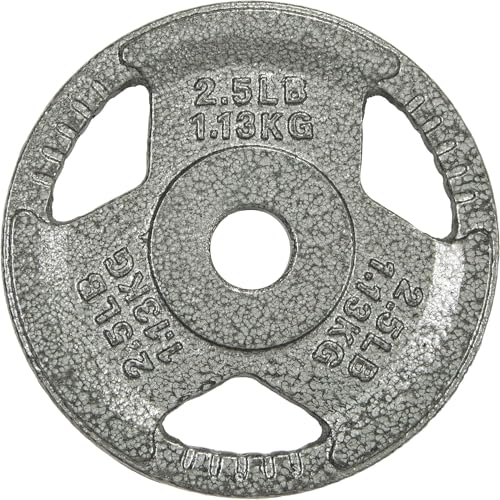 HulkFit 1 inch or 2 inch Cast Iron Weight Plate Set with Multi-Grip Handles and Enamel Coated for Barbells & Strength Training - Grey - style: 1in - 2.5lbs (SINGLE)