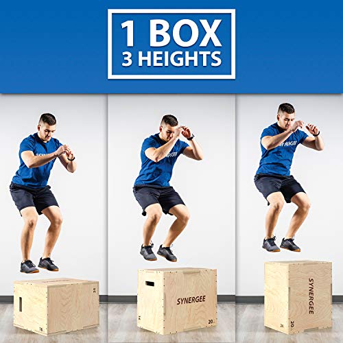 Synergee 3 in 1 Wood Plyo Box – Multiple Sizes - color: Wood Plyo - 24/20/16
