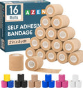 AZEN 16 Pack Self Adhesive Bandage Wrap, 2" X 5 Yards Elastic Cohesive Bandage Wrap, Skin Color Athletic Tape, Vet Wrap, Ankle Tape, Tattoo Grip Tape Wrap - color: Beige, size: 2 Inch