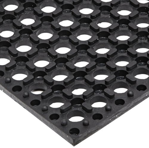 NoTrax 543S0033BL 543 Cushion-Tred 3' x 3' Black Safety Anti-Fatigue Drainage Mat - size: 7/8 inches x 3 feet x 3 feet