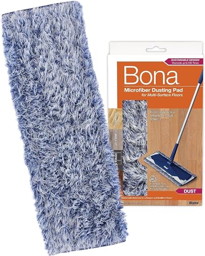 Bona Microfiber Dusting Pad for Multi-Surface Floors - Fits all Bona Mops - Attracts and Picks Up Dust, Pet Hair, and Dirt on Wood, Stone, Tile, Laminate, and Vinyl Floors - style: Microfiber Dusting Pad