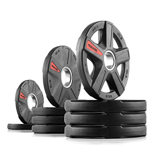 XMARK Olympic Weight Set | TEXAS STAR Weight Set Rubber-Coated Olympic Weight Set With XMARK BLACKSMITH Barbell Bar, Barbell Weight Set, Weights, Barbell - color: 05) CURL BAR & 65 lb Weight Set