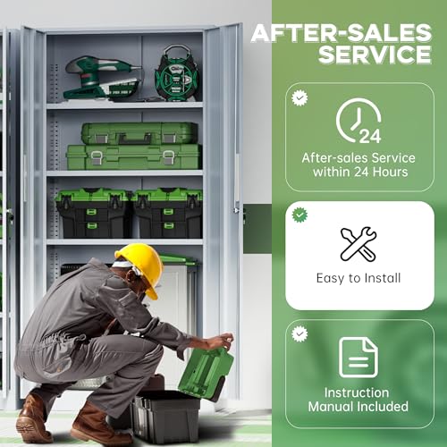 INTERGREAT Metal Storage Cabinet, 72" H Lockable Steel Cabinets with Locking Doors, Storage Lockers with Adjustable Shelves for Office, Home, Garage, Gym, School (Cement Grey) - color: Cement Grey, size: MSC-D16