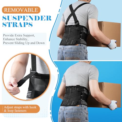 Work Back Brace with 2 Removable Suspender Shoulder Straps for Heavy Lifting Safety - Back Posture Corrector Belt for Men and Women in Construction, Warehouse Jobs Small - style: Small (26.5"-33")
