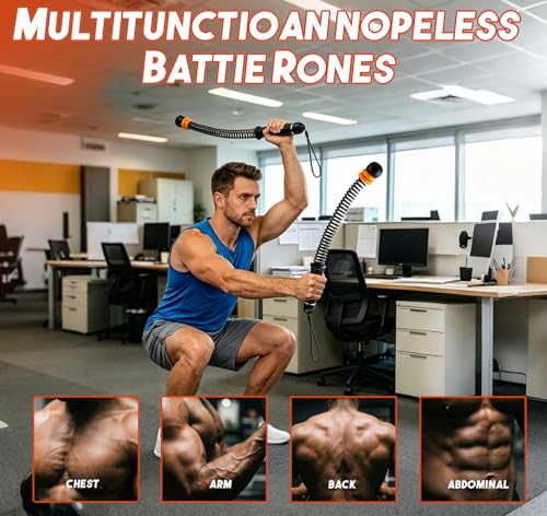 Ropeless Battle Ropes for Men & Women | Adjustable Weight, Home Gym, Portable Cordless, Strength Building, HIIT and Low-Impact Aerobic Training