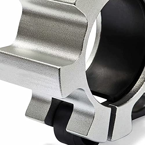 Metal Olympic Barbell Clamps 2inch Heavy Duty Exercise Collars,Weight Clips for 2" Barbell,Quick Release Weight Clamps for Weightlifting, Olympic Lifts Strength Fitness Training 1 Pair - color: Silver