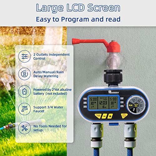 Sprinkler Timer,Outdoor Water Timer for Garden Hose, Programmable with Rain Dela Garden Electronic Irrigation Controller System Color Blue - style: 2 Outlet Water Timer