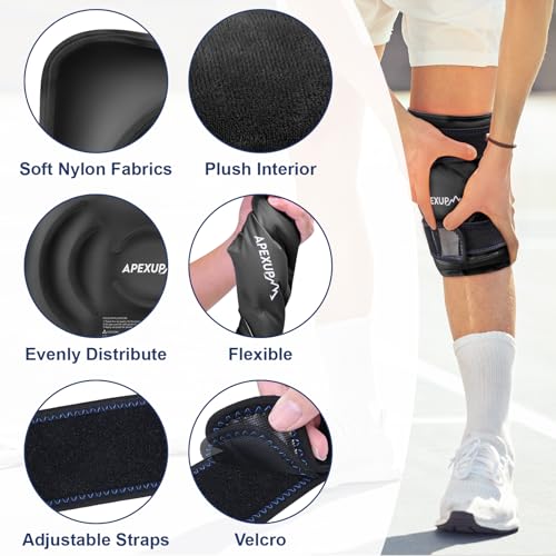 APEXUP Ice Pack for Knee Pain Relief, Large Reusable Wrap After Surgery, Flexible Gel Cold Pack for Injuries, Pain Relief for Back, Shoulder, Elbow, Ankle and Leg (Black, XXL, 2PK) - size: 2X-Large-2PK, style: Black