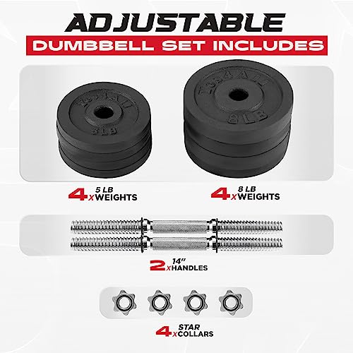 Yes4All Adjustable Dumbbell Set with Weight Plates/Connector - Exercise & Workout Equipment - Size Options 40lbs to 200lbs - color: C1. 60LB or 30LB Pair