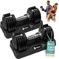 LifePro Adjustable Dumbbells Set – Quick-Adjust Space-Saving Weights with Anti-Slip Handle for Home Gym Strength Training - color: 25lb Pair Dial Adjustment