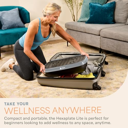 Lifepro HexaPlate Lite Vibration Plate Exercise Machine — Magnetic Acupoints, 99 Speeds & 10 Presets Vibration Platform Machine with Resistance Bands — Vibrating Plate for Lymphatic Drainage & Toning - color: Silver