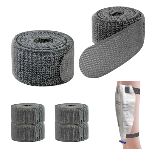 4 Packs Leg Bag Straps(Gray), Urine Drainage Bag Strap Catheter Leg Bag Straps with Soft Elastic Fabric Comfortable Silicone Grips for Men Women Urine Tube Fix Device Supplies - color: Gray