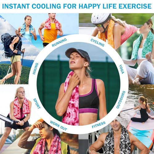 12 Pcs Tie Dye Cooling Towel for Neck and Face, 40 x 12 Inch Soft Microfiber Breathable Chilly Ice Towel, Stay Cool Sweat Rags for Sports Biking Hiking Running Yoga Golf Camping - style: Tie Dye