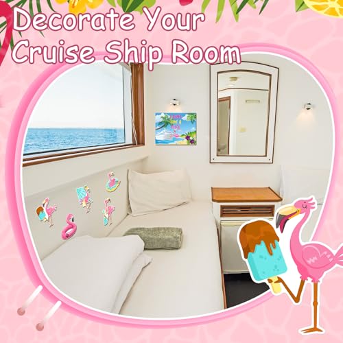 Kanayu 6 Pcs Flamingo Cruise Door Decorations Magnetic Large Ship Decorations Magnets Anchor Cruise Decor Car Fridge Magnet Decal for Carnival Stateroom Door - style: Flamingo