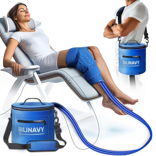 Cold Therapy Machine, Portable Ice Therapy Machine for Knee After Surgery with Programmable Timer & Flow Rate, Quiet Pump, Knee Pad, Cold Therapy Unit for Long-Term Relief and Recovery, Deep Blue - color: Deep Blue