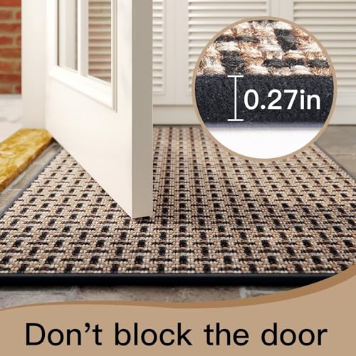 YDKGL Door Mat 17"x30", Dirt Resistant and Absorbent, Non-Slip Rubber Backing Floor Mats, Easy Clean Low-Profile Doormat for Entryway, Front Door, Inside Entrance, Black - color: A- Black, size: 17"x30"