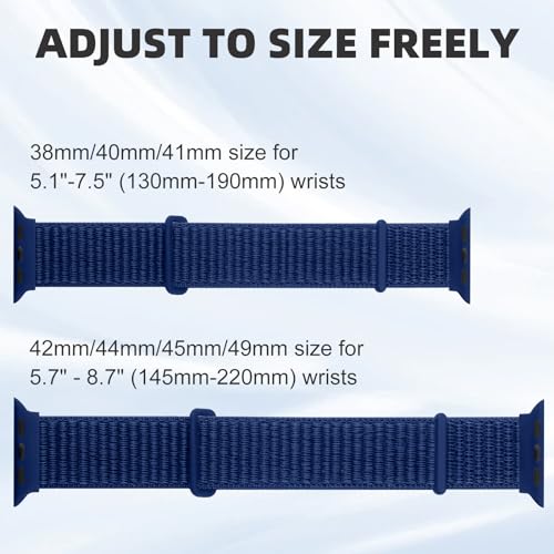 Sport Loop Band Compatible with Apple Watch Bands for Women 44mm 46mm 45mm 49mm 42mm 38mm 40mm 41mm men,Stretch Adjustable Braided Nylon Straps for iWatch Series 11/10/9/8/7/6/5/4/3/2/1/SE/Ultra - color: A-Darkblue, size: 44mm/45mm/46mm/49mm/(42mm-series
