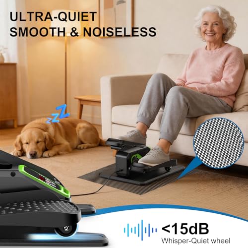 VIVURN-018 Under Desk Elliptical 12 Speed 5 Modes Mini Motorized Leg Exerciser While Sitting for Seniors As Seen on TV with Non-Slip Mat Quiet & Portable Electric Pedal Exerciser for Home and Office - color: Green