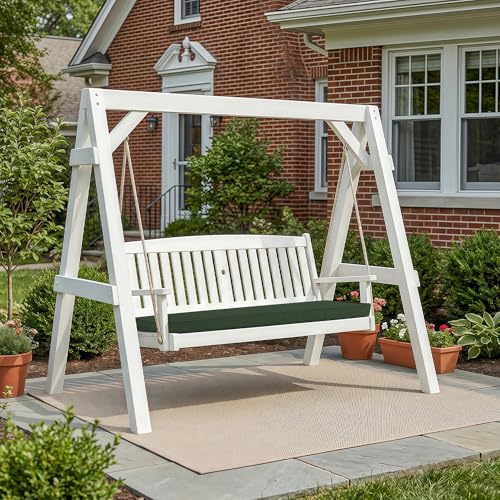 Outdoor Bench Cushion, Water-Resistant & Fade-Resistant, Porch Swing Cushions with Ties, Patio Furniture Seat Pads for Garden Settee, Removable Cover Non-Slip Bottom, 42 x 16 Inch, Olive Green - color: Olive Green, size: 42" x 16" 1 Pack