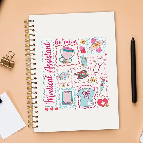 Medical Assistant MA Gifts for Women Spiral Notebook 5.5x8.3 in, Nurse Appreciation Week Gifts, Coquette Pink Bow Nursing Medical Hardcover Notebook Journal for Women Work - color: Nurse Appreciation Week Gifts