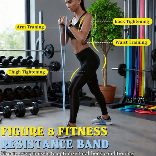 Resistance Bands with Handles,Figure 8 Resistance Band Elastic Fitness Bands Exercise Band for Home Yoga Gym Workout - color: Purple-15LB+Grey-25LB