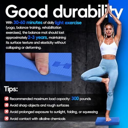 Professional Balance Pad for Physical Therapy and Stability Training | Nonslip foam balance cushion for exercise, yoga, fitness, stretching, and physical therapy routines - color: Blue, size: 15.7*13.0*2in